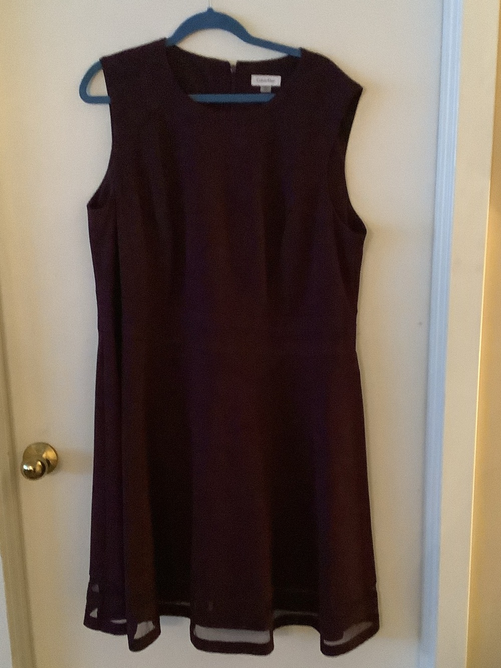 Calvin Klein Women's Dark Plum Sleeveless A-Line Dress